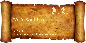 Máté Kamilla névjegykártya